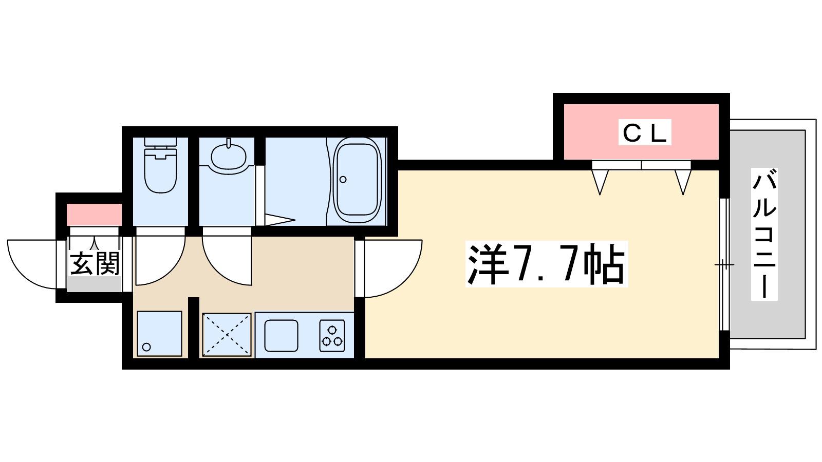 レジュールアッシュ北大阪グランドステージ(1K/4階)の間取り写真