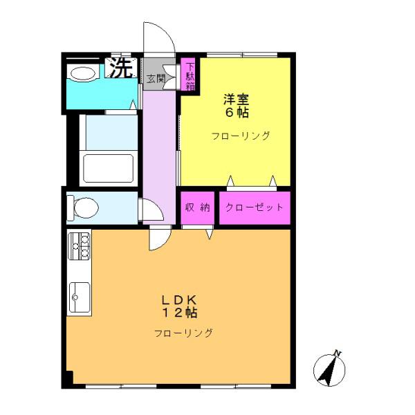ドミール青葉I(1LDK/1階)の間取り写真