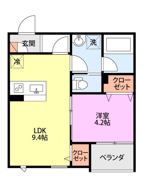 ミルズグランディール愛宕(1LDK/3階)の間取り写真