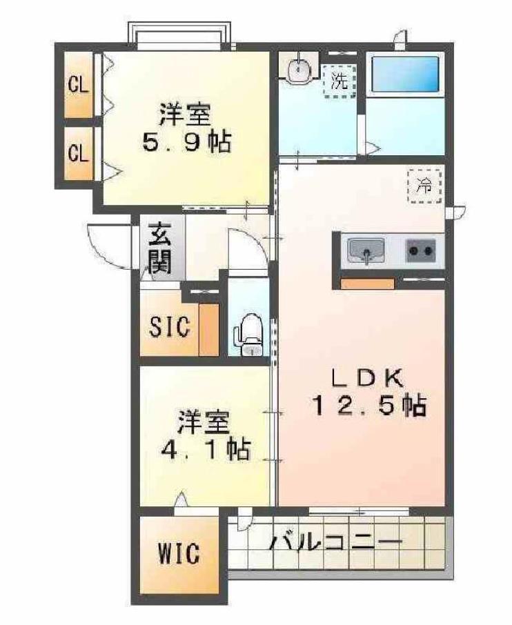 A-CUBE 角(2SLDK/2階)の間取り写真