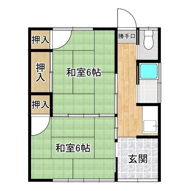 ＪＲ東海道本線 静岡駅 バス乗車時間：14分 最寄りバス停で下車 徒歩9分 1階建 築56年(2K/1階)の間取り写真