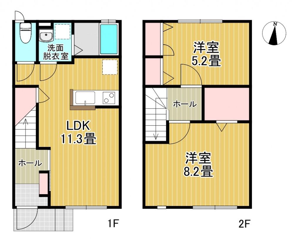 ボジョレー穂波(2LDK/1階)の間取り写真