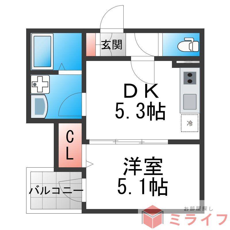 LINO久宝寺(1DK/1階)の間取り写真