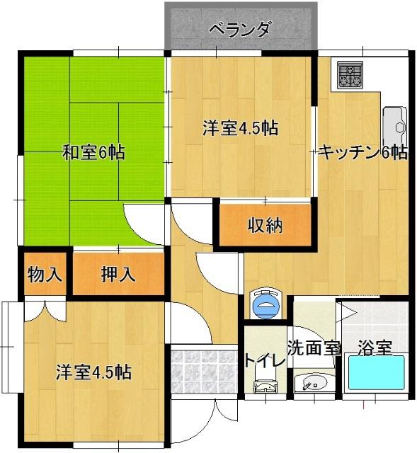コーポうわばる(3DK/2階)の間取り写真