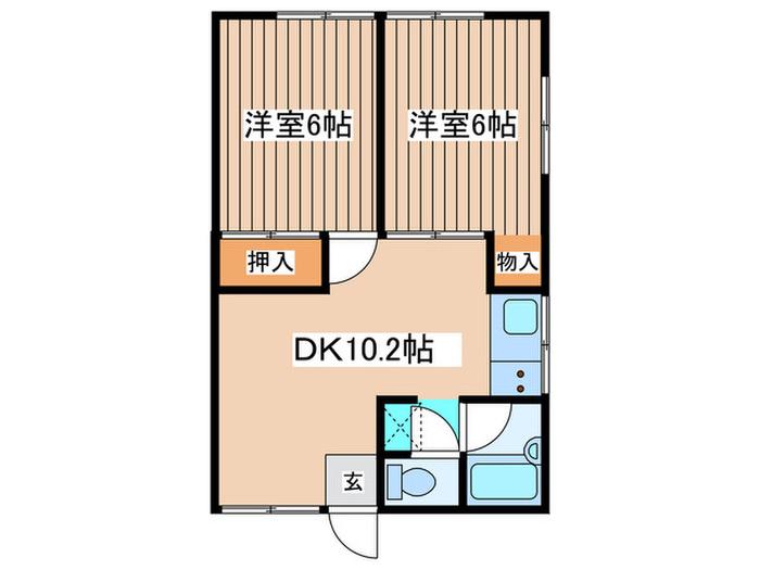 サニーハイツ(2DK/1階)の間取り写真
