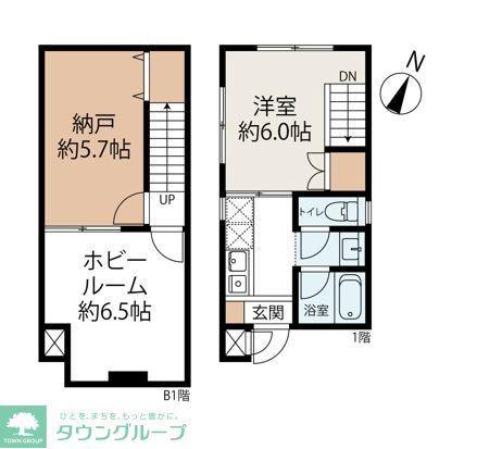 GRANDIR 神保町(1SK/B1階)の間取り写真