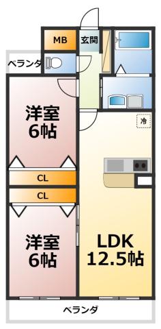 FRESCO SECOND(2LDK/1階)の間取り写真