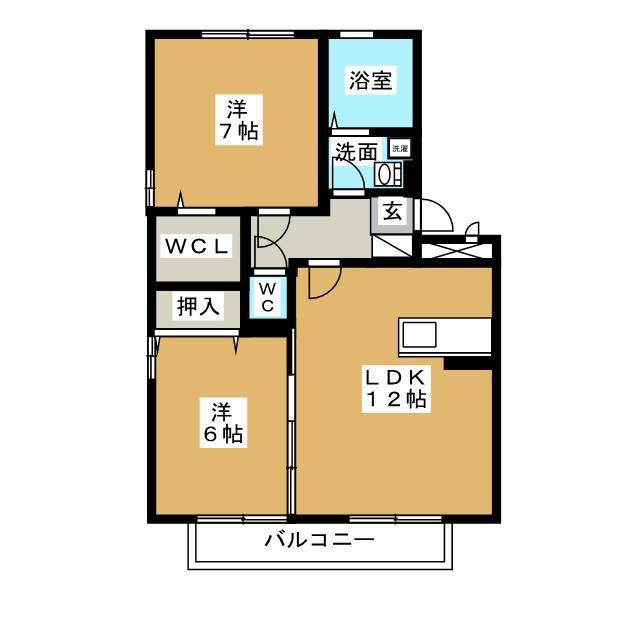 ルント・ベルクA棟(2LDK/1階)の間取り写真