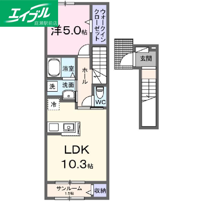 ルナテセラII(1LDK/2階)の間取り写真
