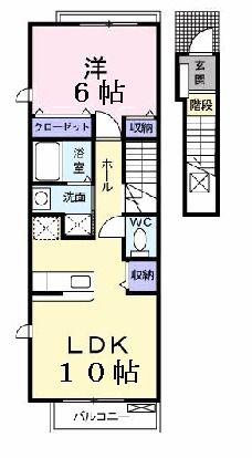 カンフォートアイ(1LDK/2階)の間取り写真