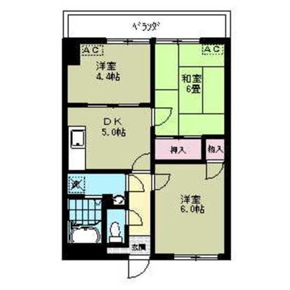 リブステージ横浜(3DK/8階)の間取り写真