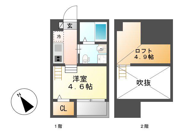 ラフェリオ II(ワンルーム/2階)の間取り写真