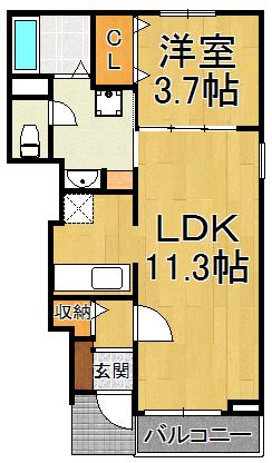 グランオーブ(1LDK/1階)の間取り写真