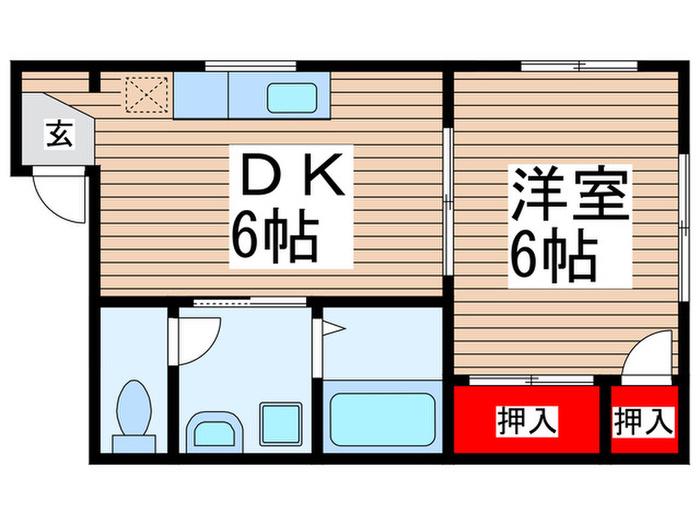 リトルクローバーハイツ(1DK/2階)の間取り写真