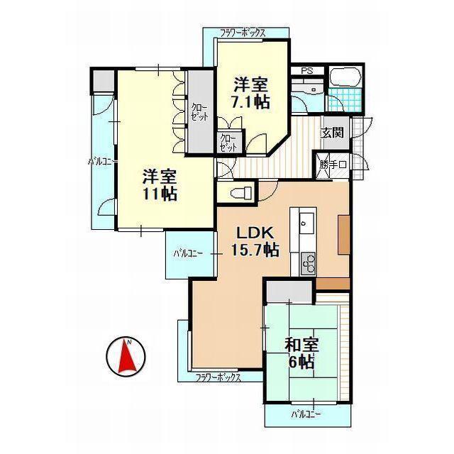 グランメール佐鳴台(3LDK/4階)の間取り写真