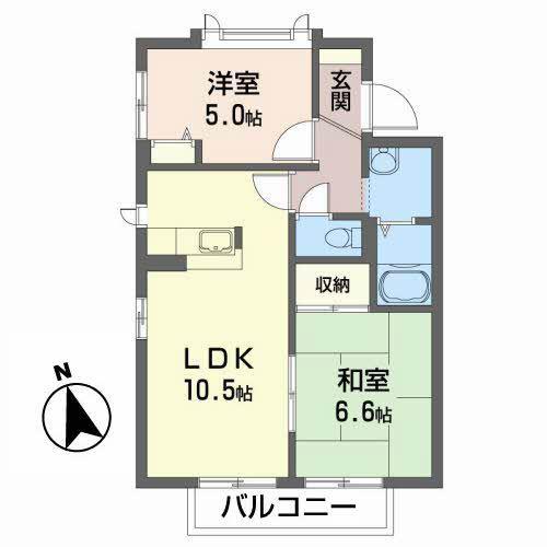 櫻桑の杜 参番館(2LDK/2階)の間取り写真