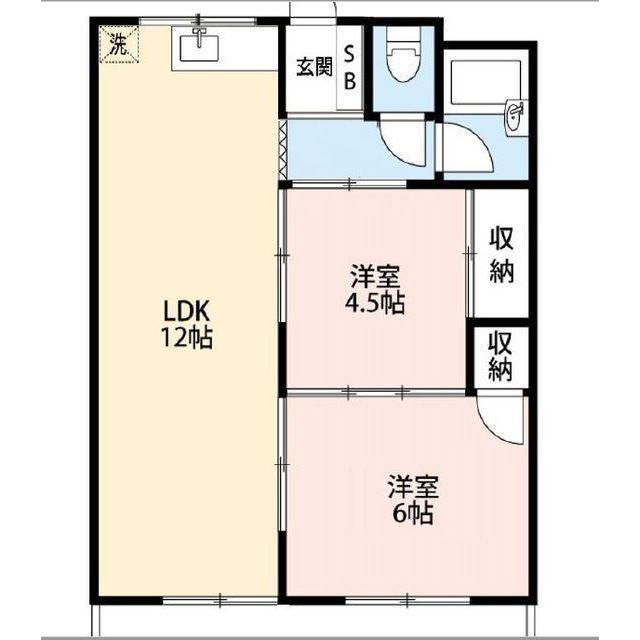 千塚コーポ(2LDK/2階)の間取り写真