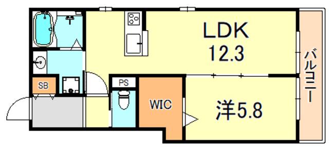 ラ・コリーナ上ノ丸(1LDK/2階)の間取り写真