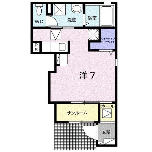 メゾン ド コリーヌ(ワンルーム/1階)の間取り写真