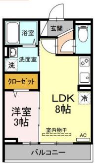 シグネチャー武蔵中原(1LDK/3階)の間取り写真