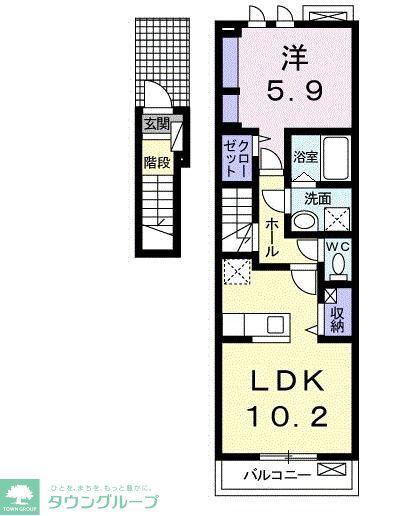 エスポワール(1LDK/2階)の間取り写真