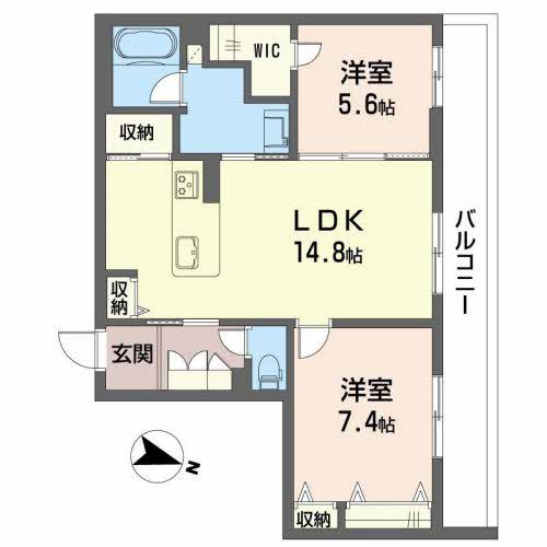 ベルフレージュII(2LDK/3階)の間取り写真