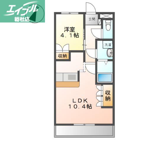 プロニティーMABI2(1LDK/1階)の間取り写真