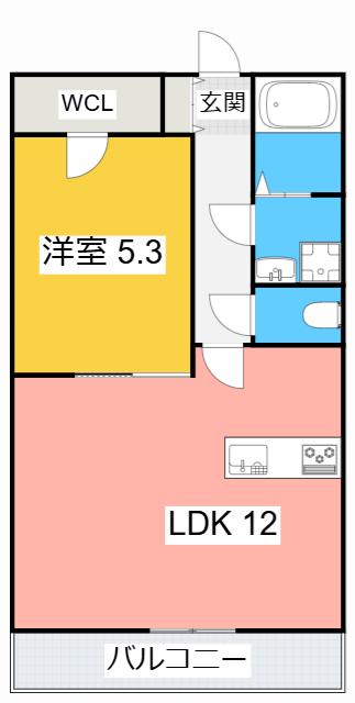 JOUER LEONE(1LDK/1階)の間取り写真
