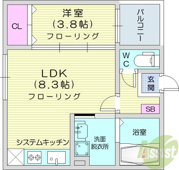 杜ノ川テラス(1LDK/1階)の間取り写真