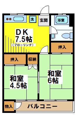 桜マンション(2DK/4階)の間取り写真