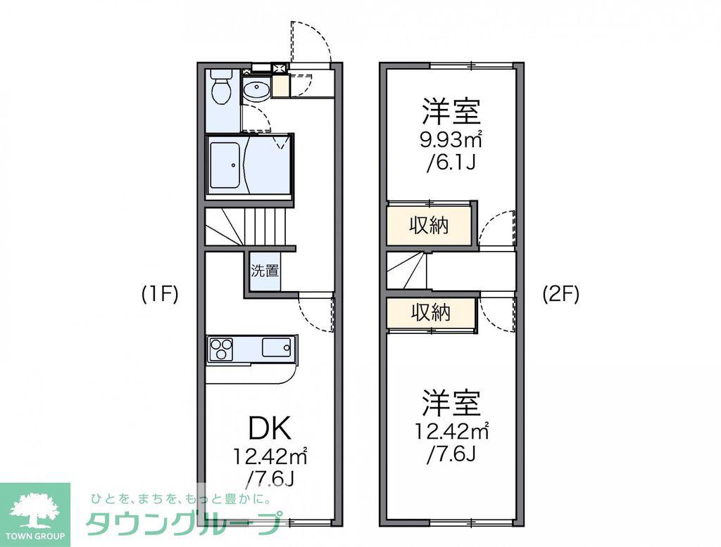 レオパレス湘南B(2DK/1階)の間取り写真