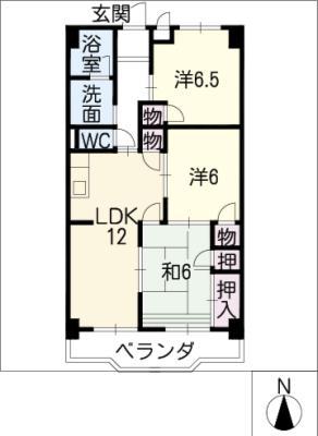 グリーン高瀬木(3LDK/6階)の間取り写真