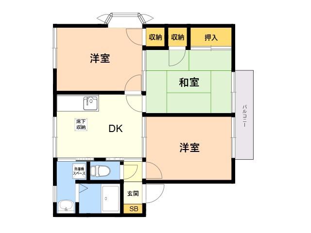ハミング大橋西(3DK/1階)の間取り写真