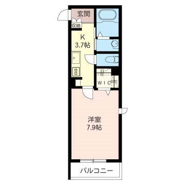 グランドソレイユII(1K/1階)の間取り写真