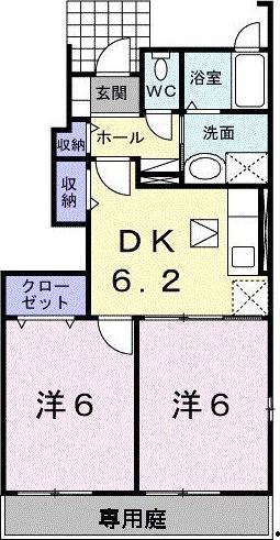 ブライト・ステージI番館(2DK/1階)の間取り写真