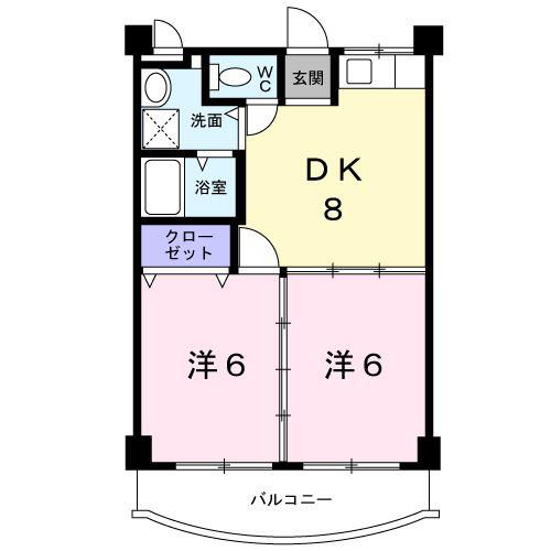 なかざとハイツ(2DK/3階)の間取り写真