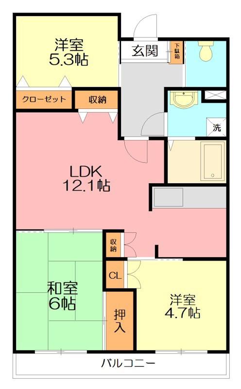 ストーリア東戸塚(3LDK/4階)の間取り写真