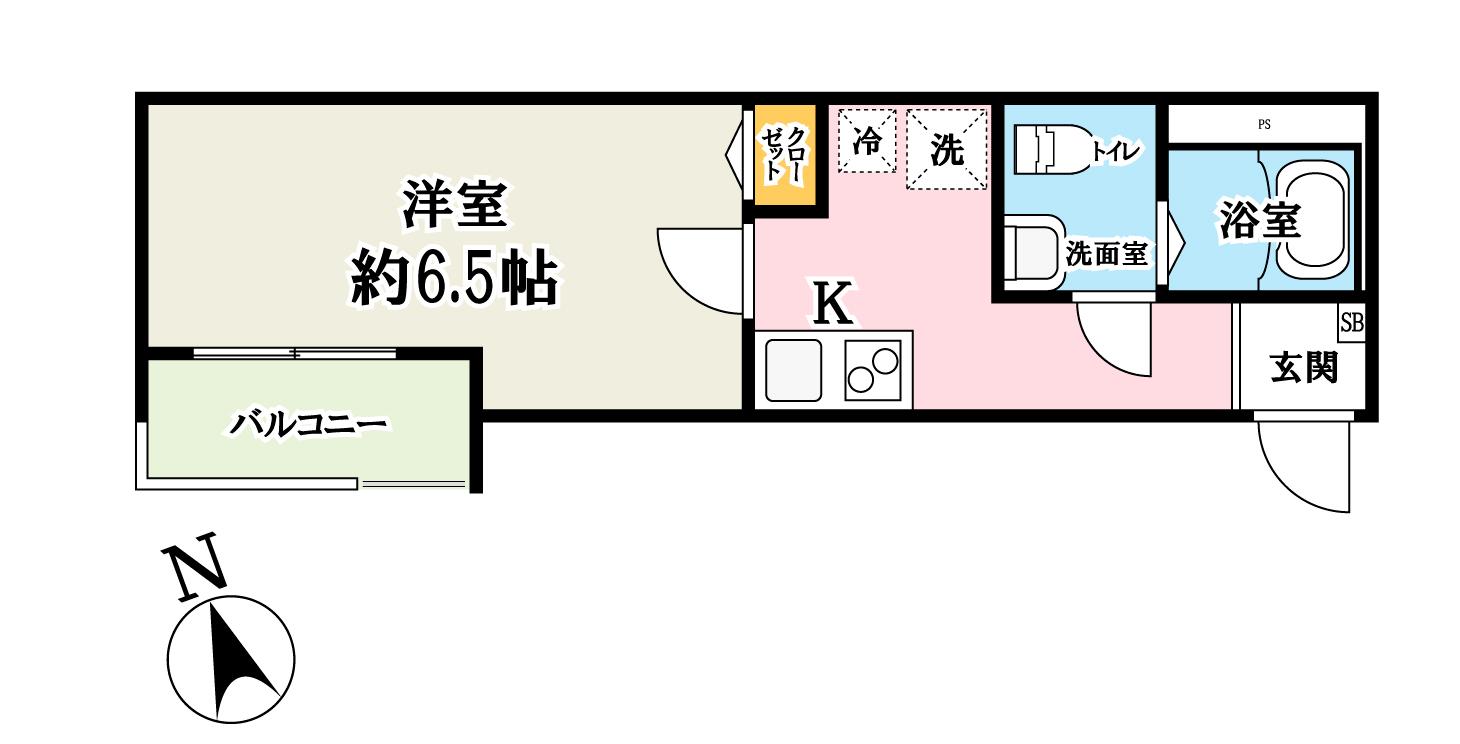 ウエストコート六町(1K/3階)の間取り写真