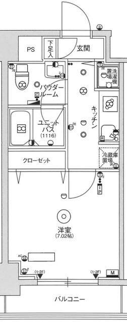 スカイコートパレス大島(1K/8階)の間取り写真