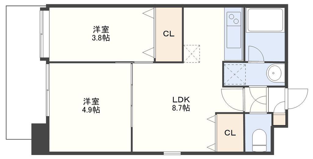 S-FORT長崎大学病院前(2LDK/2階)の間取り写真