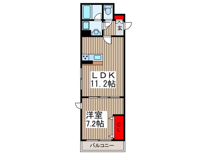 サクシード浦和南(1LDK/2階)の間取り写真