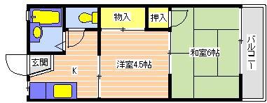 シャトル永井(2K/1階)の間取り写真
