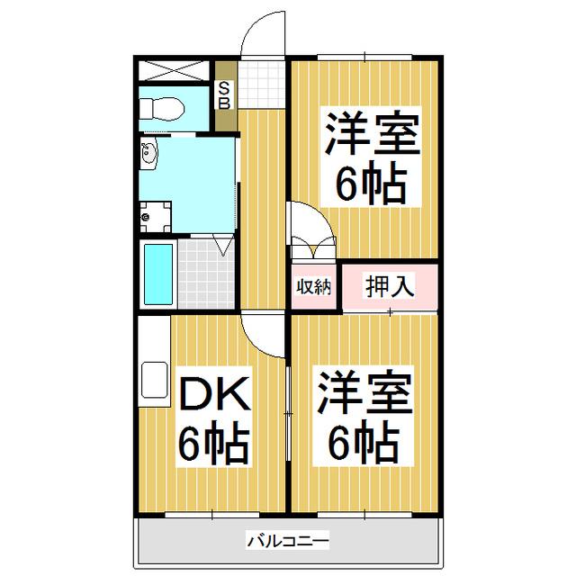 ハイツカノン(2DK/1階)の間取り写真