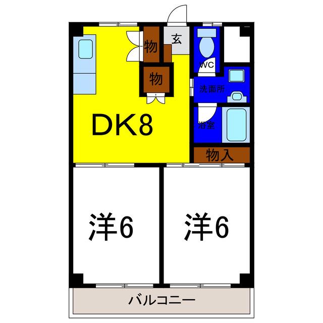 コーポシャルム(2DK/2階)の間取り写真