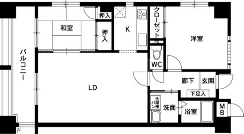 フェイズイン山王公園前(2LDK/5階)の間取り写真