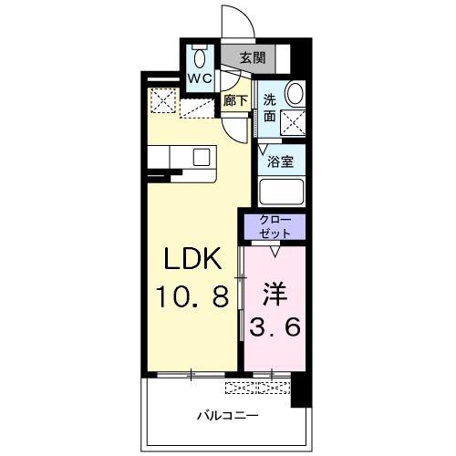 ラウレア K(1LDK/10階)の間取り写真