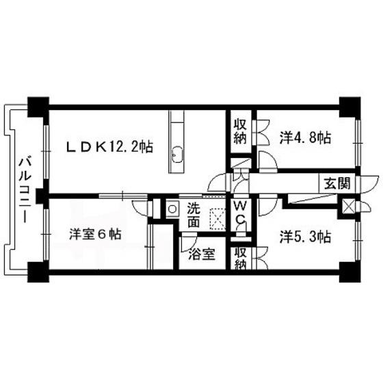 ドリームハイツ北仙台(3LDK/6階)の間取り写真