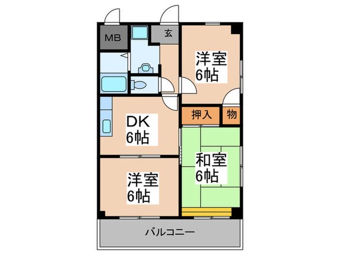 オクトステージ(3DK/3階)の間取り写真