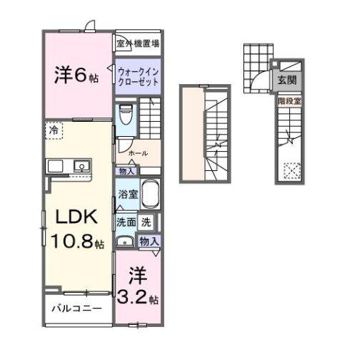 向日葵之颯I(2LDK/3階)の間取り写真