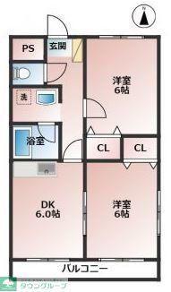レジデンスイトウ(2DK/1階)の間取り写真